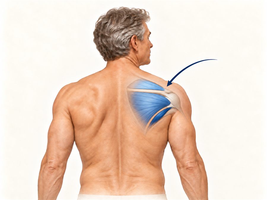 The back team: rotator cuff and shoulder-blade muscles, highlighted