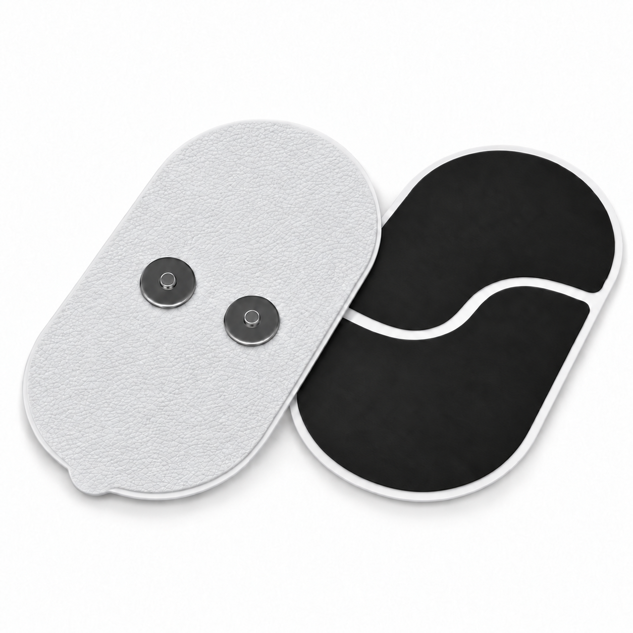 Two SoloMend gel pads, one showing the snap connectors and one the adhesive side