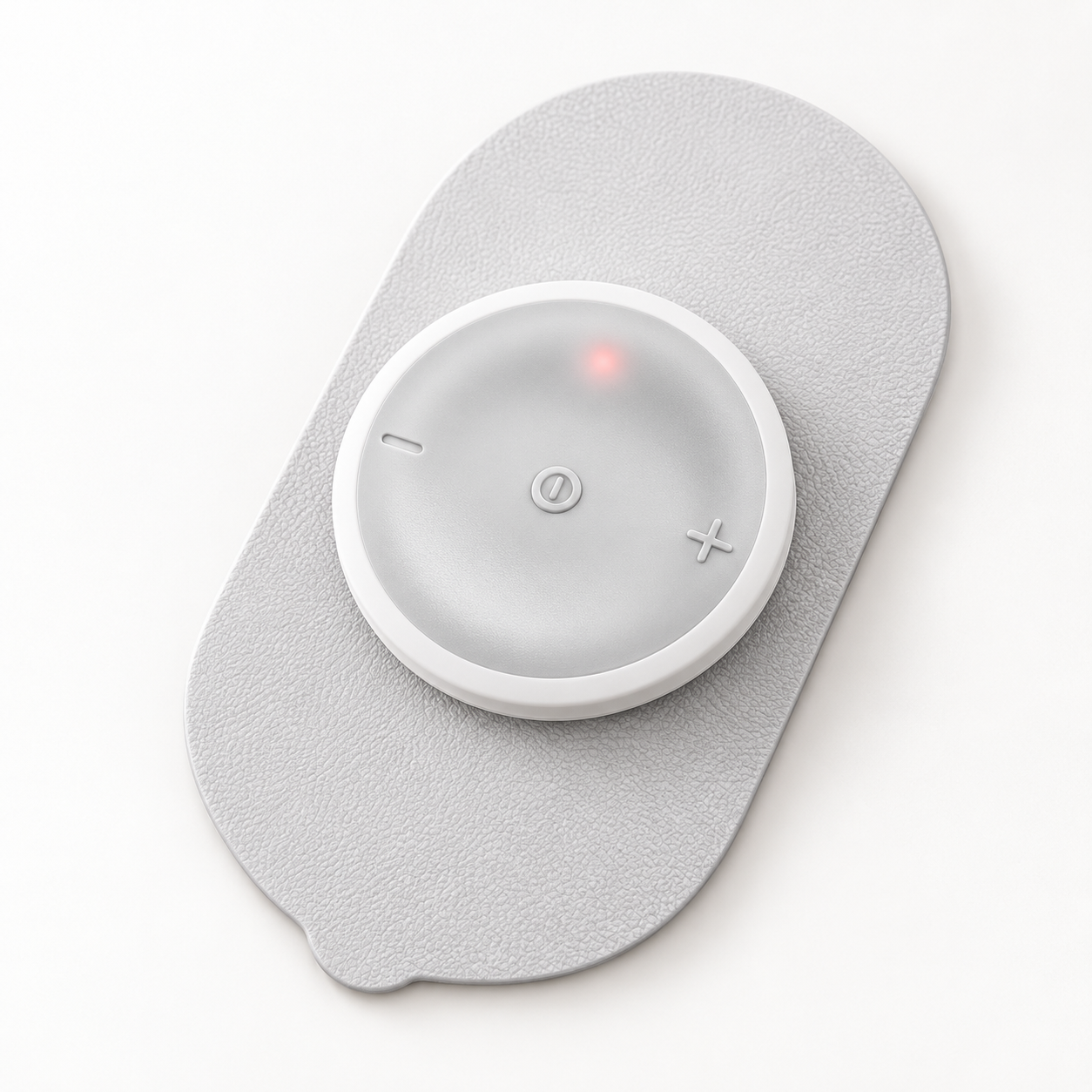 A SoloMend wireless pod on its reusable gel pad